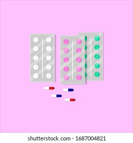 Medical set with pills and capsules
