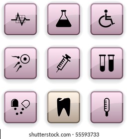 Medical  set of square dim icons.