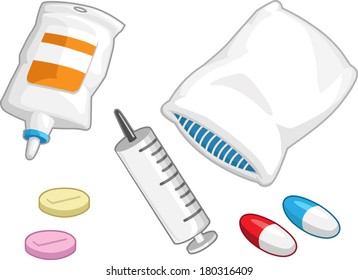 Medical Set - Syringe, Medicine Pill, Capsule, Iv Drip