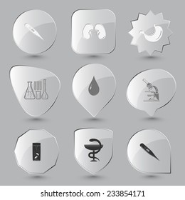 Medical set. Vector glass buttons.