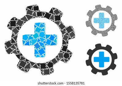 Medical settings composition of trembly elements in different sizes and color hues, based on medical settings icon. Vector joggly elements are organized into composition.