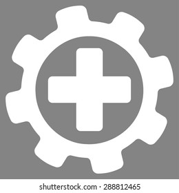 Medical settings icon from Business Bicolor Set. This flat vector symbol uses white color, rounded angles, and isolated on a gray background.