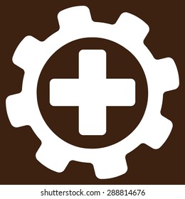 Medical settings icon from Business Bicolor Set. This flat vector symbol uses white color, rounded angles, and isolated on a brown background.