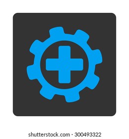 Medical settings icon. This flat rounded square button uses white and gray colors and isolated on a white background.