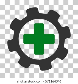 Medical Settings icon. Vector illustration style is flat iconic bicolor symbol, green and gray colors, transparent background. Designed for web and software interfaces.