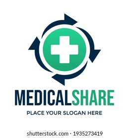 Medical share or process vector logo template. This design use cross symbol. Suitable for health care.