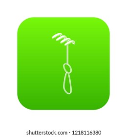 Medical sharp hook icon green vector isolated on white background