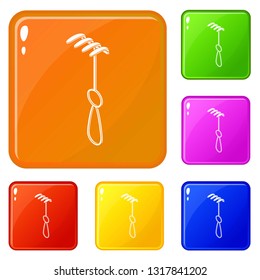 Medical sharp hook icons set collection vector 6 color isolated on white background
