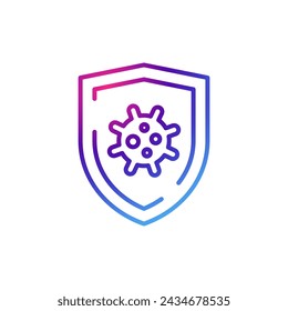 Medical sheild virus icon with gradient purple effect.