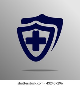 Medical Shield blue on a gray background