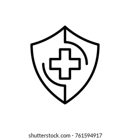 Medical shield with cross icon vector