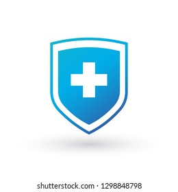 Medical shield with cross icon. for web banners, web site, infographics. Vector icon graphic art isolated on white background