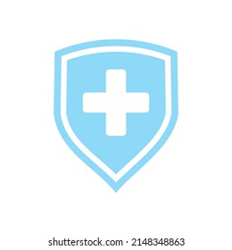 Medical shield with cross vector symbol
