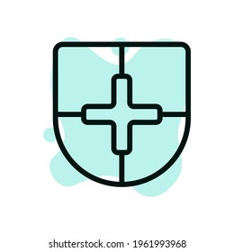 Medical shield icon line. Security medical illustration. Vector isolated on white background.