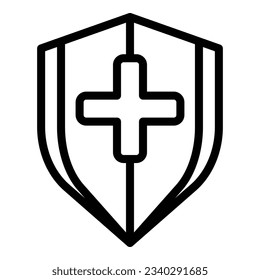 Vector de contorno de icono del escudo médico. Señal de salud. Atención de seguridad