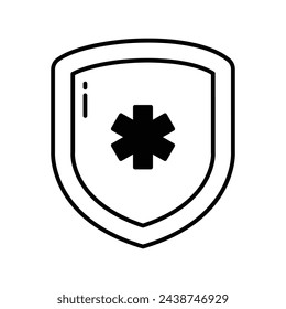 Ilustración de vector de icono de escudo médico