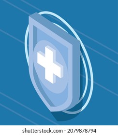 medical shield isometric style icon