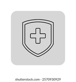 Medical shield line icon. Shield with cross outline sign. Medicine, hospital and healthcare concept. Vector illustration, symbol element for web design and apps