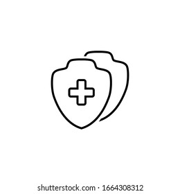 Línea de protección médica Icono escudo de salud plana vectorial médico 