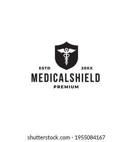 medical shield logo concept with pharmacy and shield symbol