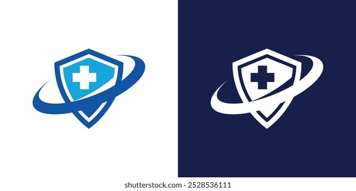 Medical Shield Logo Design. Health protection shield logo designs for medical clinic service.