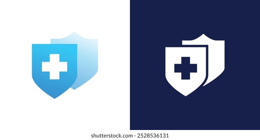 Medical Shield Logo Design. Health protection shield logo designs for medical clinic service.