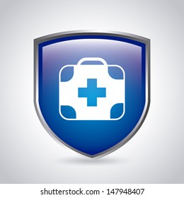 medical shield over gray background vector illustration  