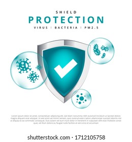 Medical shield protection logo isolate vector