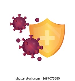 medical shield protection virus pandemic stop coronavirus covid 19 vector illustration