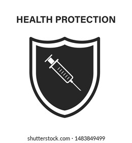 Medical shield with syrigne icon. Modern flat design vector illustration concept for web banners web site. Vector isolated icon