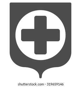 Medical Shield vector icon. Style is flat symbol, gray color, rounded angles, white background.