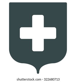 Medical Shield vector icon. Style is flat symbol, soft blue color, rounded angles, white background.