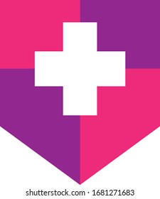 Medical Shield Vector: Protection shield icon with white cross