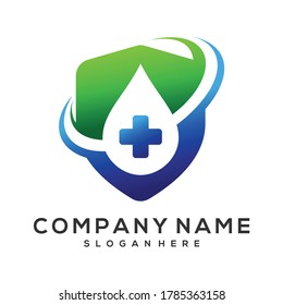 Medical Shield With Water Droplet, Medical Logo, Shield Logo