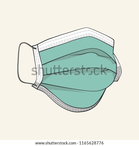 Medical shielding bandage, protective mask. Vector illustration.