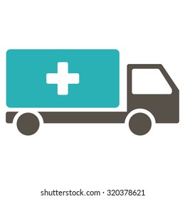 Medical Shipment vector icon. Style is bicolor flat symbol, grey and cyan colors, rounded angles, white background.