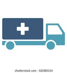 Medical Shipment vector icon. Style is bicolor flat symbol, cyan and blue colors, rounded angles, white background.