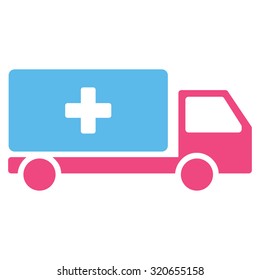 Medical Shipment vector icon. Style is bicolor flat symbol, pink and blue colors, rounded angles, white background.