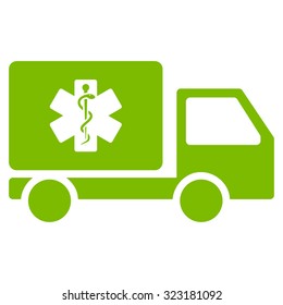 Medical Shipment vector icon. Style is flat symbol, eco green color, rounded angles, white background.