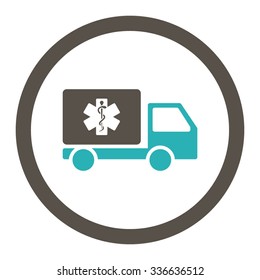Medical Shipment vector icon. Style is bicolor flat rounded symbol, grey and cyan colors, rounded angles, white background.