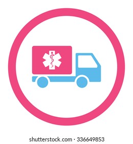 Medical Shipment vector icon. Style is bicolor flat rounded symbol, pink and blue colors, rounded angles, white background.