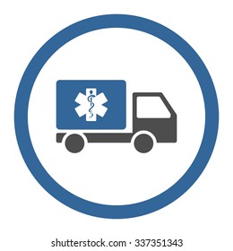 Medical Shipment vector icon. Style is bicolor flat rounded symbol, cobalt and gray colors, rounded angles, white background.