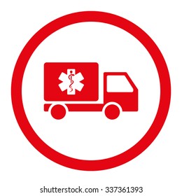 Medical Shipment vector icon. Style is flat rounded symbol, red color, rounded angles, white background.