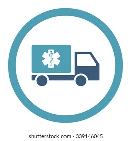 Medical Shipment vector icon. Style is bicolor flat rounded symbol, cyan and blue colors, rounded angles, white background.