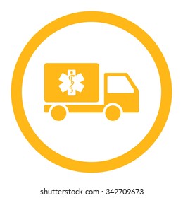 Medical Shipment vector icon. Style is flat rounded symbol, yellow color, rounded angles, white background.