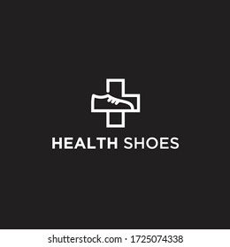 medical shoes logo design icon vector illustration on black background