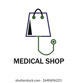 Medical Shop Bag Logo Vector Template
