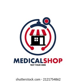 Medical shop vector logo template. This design use stethoscope symbol. Suitable for healthcare business.