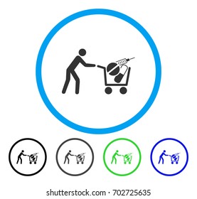 Medical Shopping rounded icon. Vector illustration style is a flat iconic symbol inside a circle, black, gray, blue, green versions. Designed for web and software interfaces.