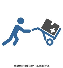 Medical Shopping vector icon. Style is bicolor flat symbol, cobalt and gray colors, rounded angles, white background.